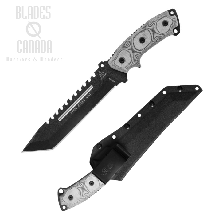 (image for) TOPS Steel Eagle Fixed Blade Knife, 1095 Carbon Tanto, Micarta, Ballistic Sheath, SE107D