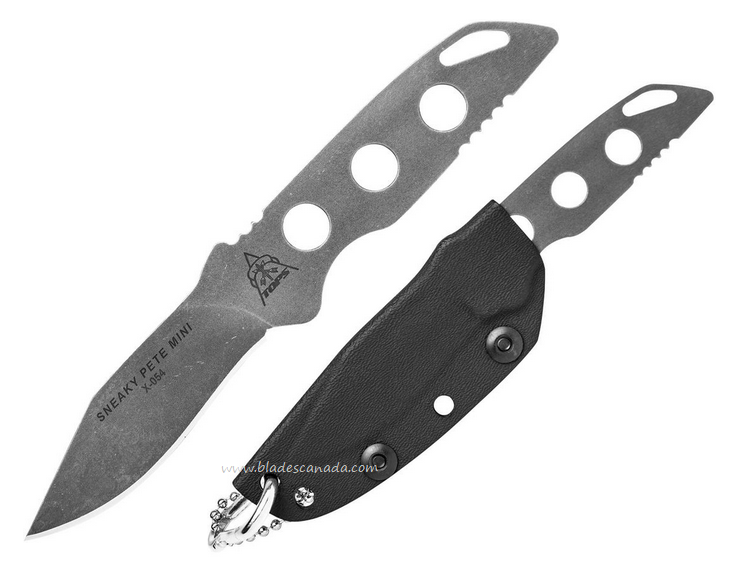 TOPS Sneaky Pete Mini Fixed Blade Knife, 1095HC Acid Rain One Piece, Kydex Sheath, SPM02