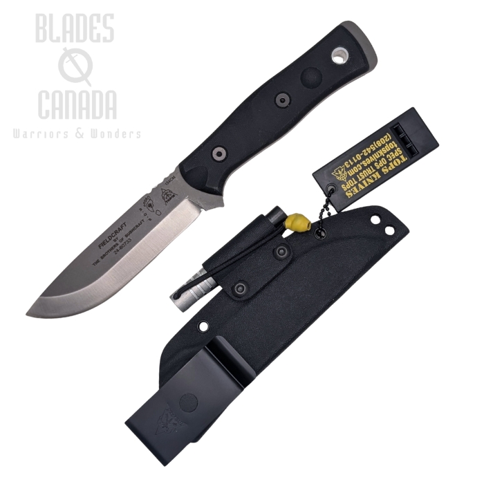 TOPS B.O.B Hunter Fixed Blade Knife, 154CM, G10 Black, Kydex Sheath, BROS-154-BLK10 TOPS B.O.B Hunter Fixed Blade Knife, 154CM, G10 Black, Kydex Sheath, BROS-154-BLK10