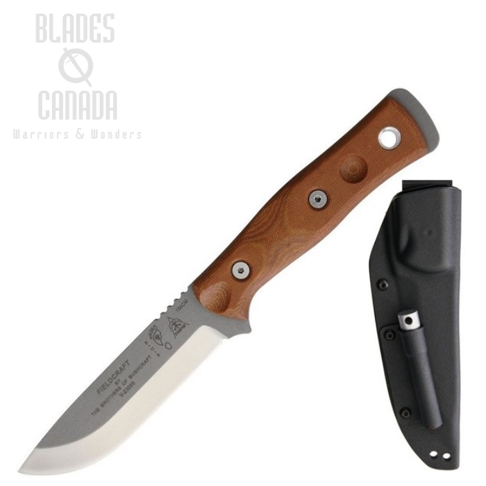 TOPS B.O.B. Hunter Fixed Blade Knife, 154CM, Micarta Tan, Kydex Sheath, BROS-154-TC