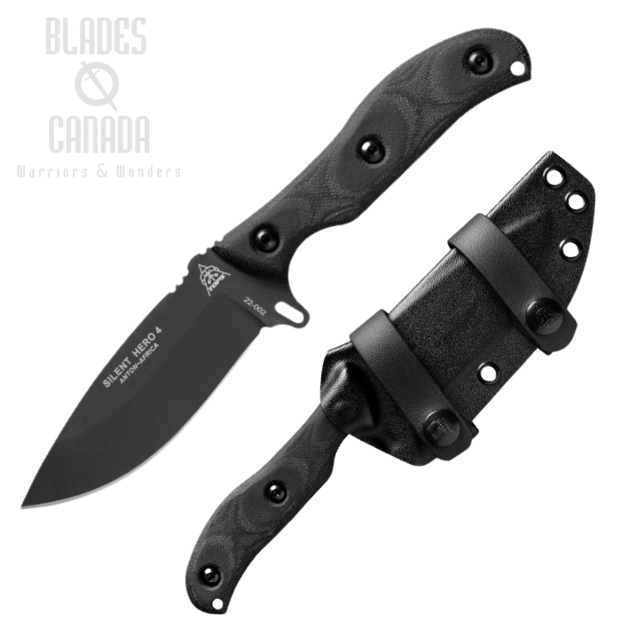 (image for) TOPS Silent Hero 4-01 Fixed Blade Knife, 1095 Steel, Micarta, Kydex, HER04-01