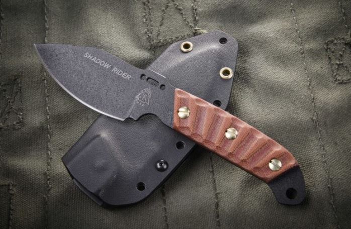 TOPS Shadow Rider Fixed Blade Knife, 1095 Carbon, Micarta Tan, SDRD01 - Click Image to Close