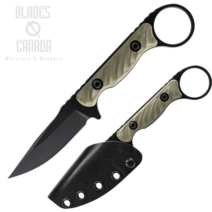 (image for) TOOR Jank Shank W Fixed Blade Knife, CPM-M4 Black, G10 Ranger Green Sculpted, Kydex Sheath, TR23850