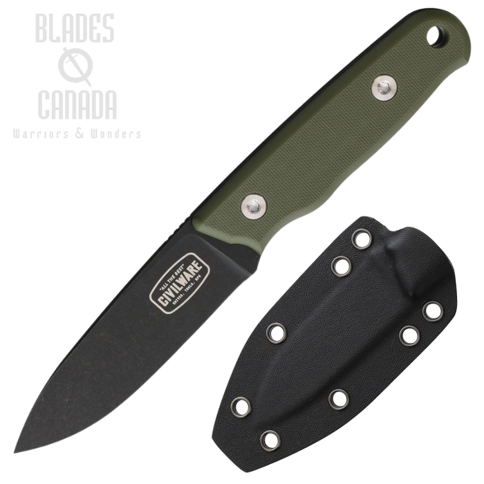 (image for) TOOR Packer Fixed Blade Knife, D2 Black, G10 OD Green, Kydex Sheath, TR59902