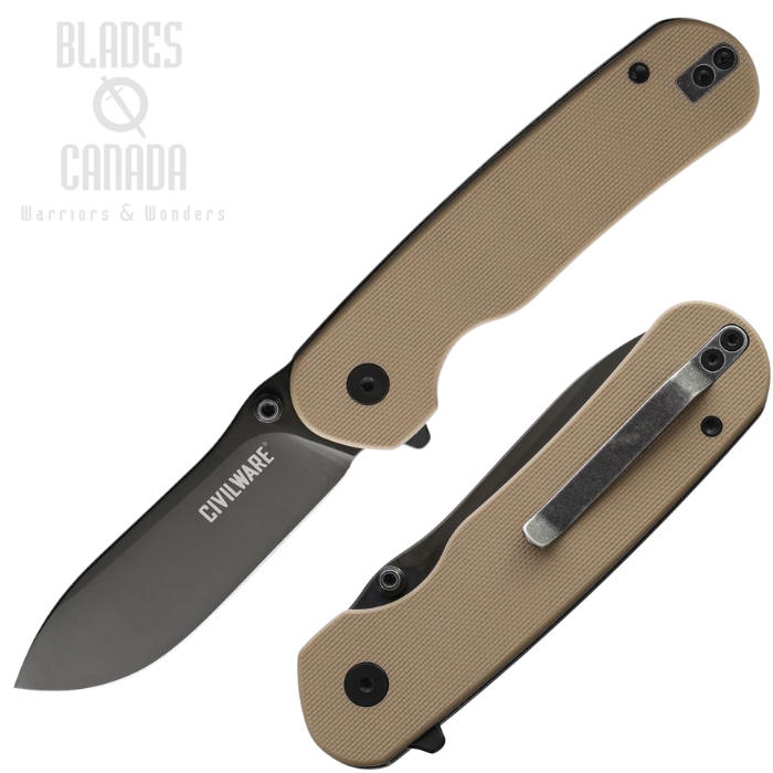 (image for) TOOR General Flipper Folding Knife, 14C28N Black, G10 Coyote Tan, TR84354