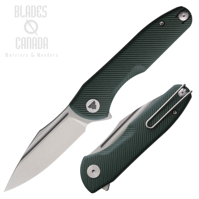Trivisa Antliae Flipper Folding Knife, 14C28N Stonewash, G10 Green Textured, TVTY23GG14