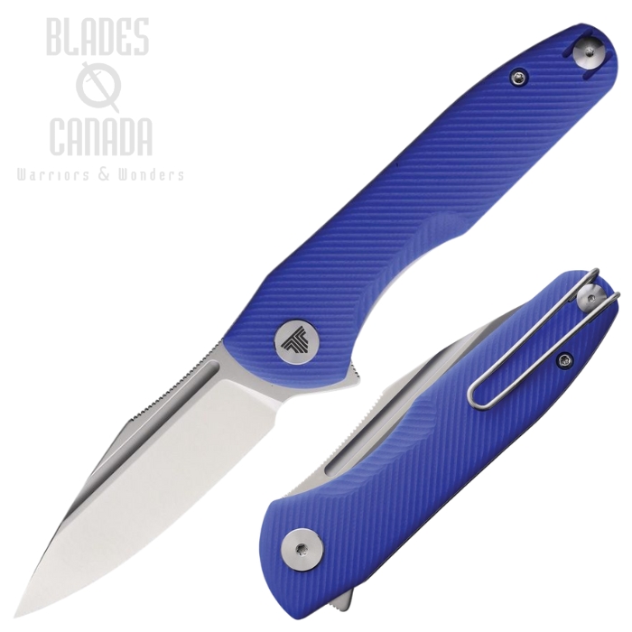 Trivisa Antilae Flipper Folding Knife, 14C28N Satin, G10 Blue Textured, TVTY23LG14