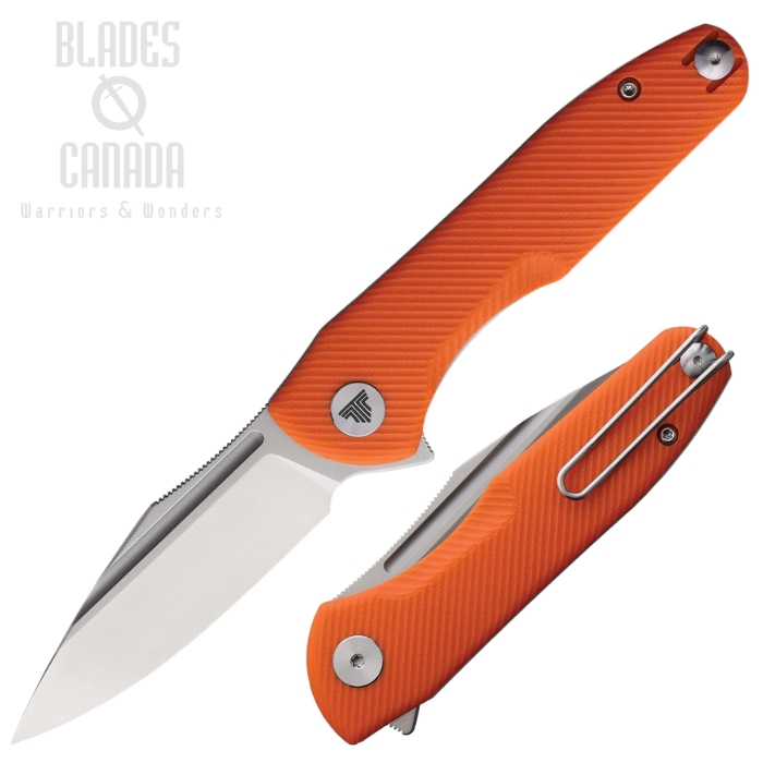Trivisa Antliae Flipper Folding Knife, 14C28N Satin, G10 Orange Textured, TVTY23OG14