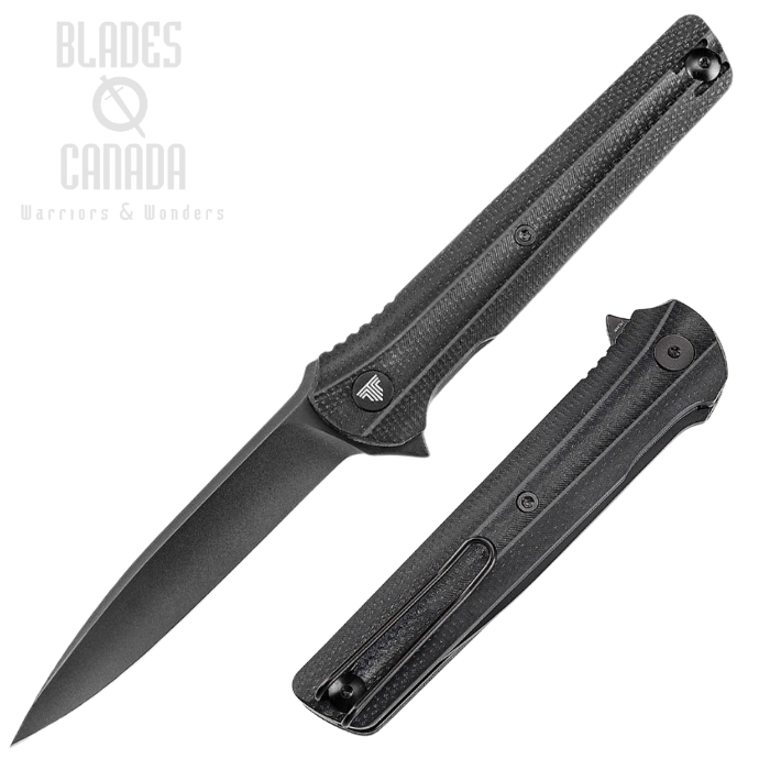 Trivisa Seagull Flipper Folding Knife, 14C28N Black SW, Micarta Black, TVTY28BM14