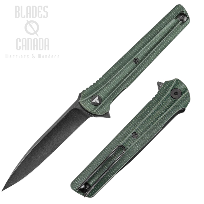 Trivisa Seagull Flipper Folding Knife, 14C28N Black SW, Micarta Green, TVTY28GM14