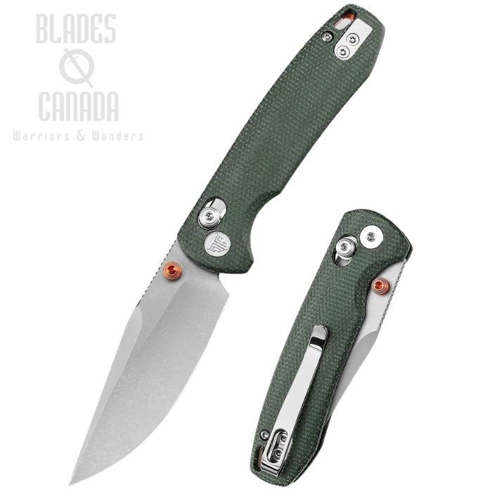 (image for) Trivisa Butterfly Crossbar Lock Folding Knife, 14C28N SW, Micarta Green, TVJM06GM14