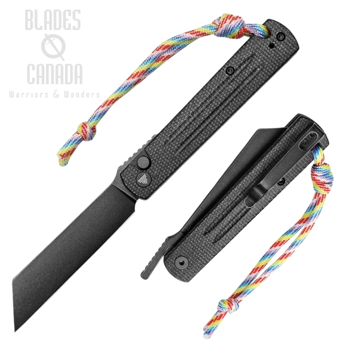 Trivisa Hydra Button Lock Folding Knife, Stainless Black, Micarta Black, TY11-BM-10