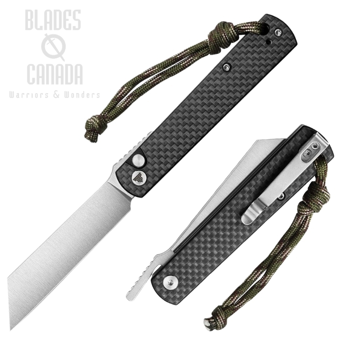 Trivisa Hydra Button Lock Folding Knife, Stainless Satin, Carbon Fiber, TY11-CG-10