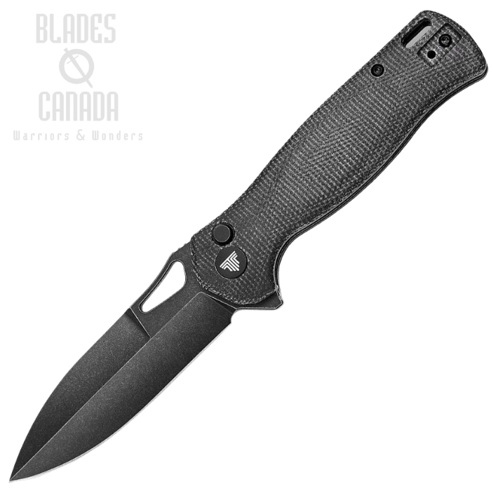 (image for) Trivisa Crateris-04 Flipper Button Lock Knife, 14C28N Black SW, Micarta Black, TVTY16M14