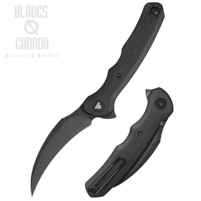 Trivisa Lacerta Flipper Folding Knife, 14C28N Black, Micarta Black, TVTY19BM14