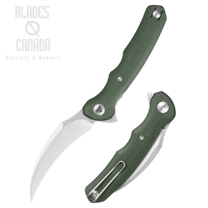 Trivisa Lacerta Flipper Folding Knife, 14C28N SW, Micarta Green, TVTY19GM14