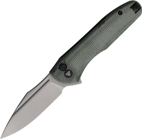 Trivisa Antliae Flipper Button Lock Knife, 14C28N SW, Micarta Green, TY22GM14