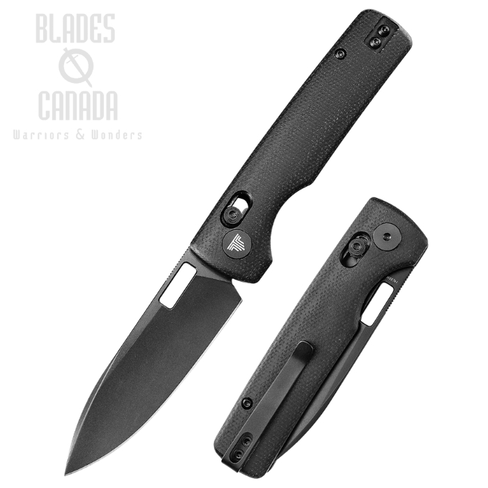 Trivisa Sabretooth Axis Lock Folding Knife, 14C28N Black, Micarta Black, TVTY29BM14