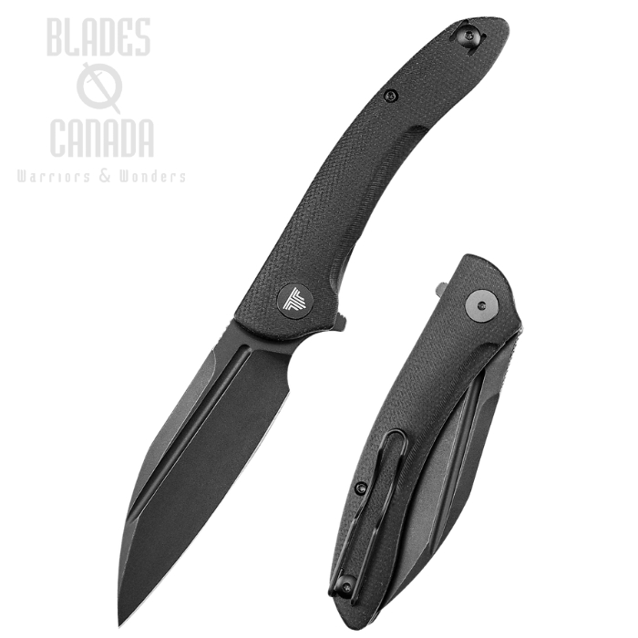 (image for) Trivisa Cuckoo-BM Flipper Folding Knife, 14C28N Black, Micarta Black, TY30-BM-14