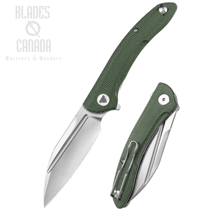 (image for) Trivisa Cuckoo Flipper Folding Knife, 14C28N Stonewash, Micarta Green, TVTY30GM14
