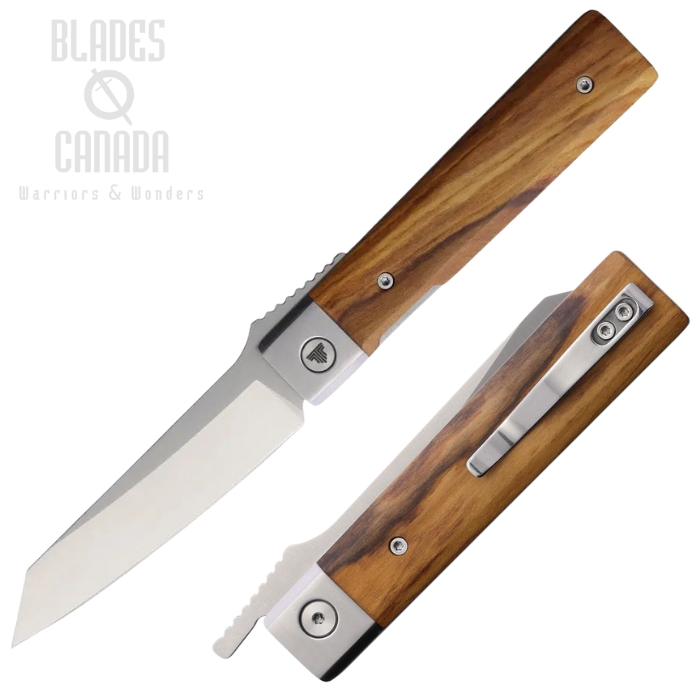 Trivisa Dolphin Folding Knife, 14C28N Satin, Olive Wood, TVYZ04FGL
