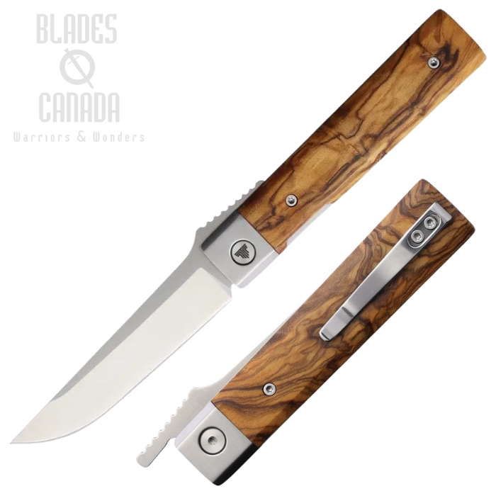 Trivisa Dolphin Folding Knife, 14C28N Satin Drop Point, Olive Wood, TVYZ04JGL