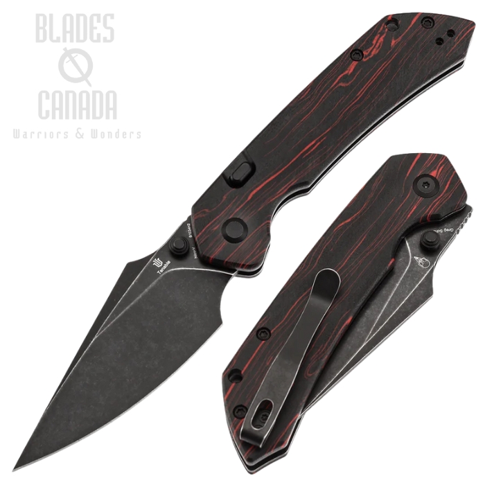 Tenable Fenrir Liner/Button Lock Knife, Nitro-V Blackwash, G-Mascus Black/Red, B1034H2