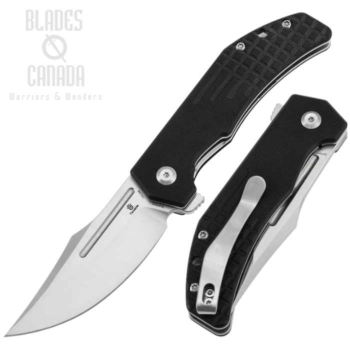 Tenable Orion Flipper Folding Knife, 14C28N Satin, G10 Black Frag, B1089A6