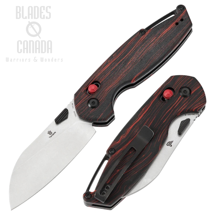 Tenable Model 6 Cross Bar Lock Folding Knife, 14C28N SW, G-Mascus Black/Red, T1022V8