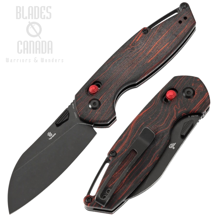 Tenable Model 6 Crossbar Lock Folding Knife, 14C28N Black, G-Mascus Black/Red, T1022V7 Tenable Model 6 Crossbar Lock Folding Knife, 14C28N Black, G-Mascus Black/Red, T1022V7