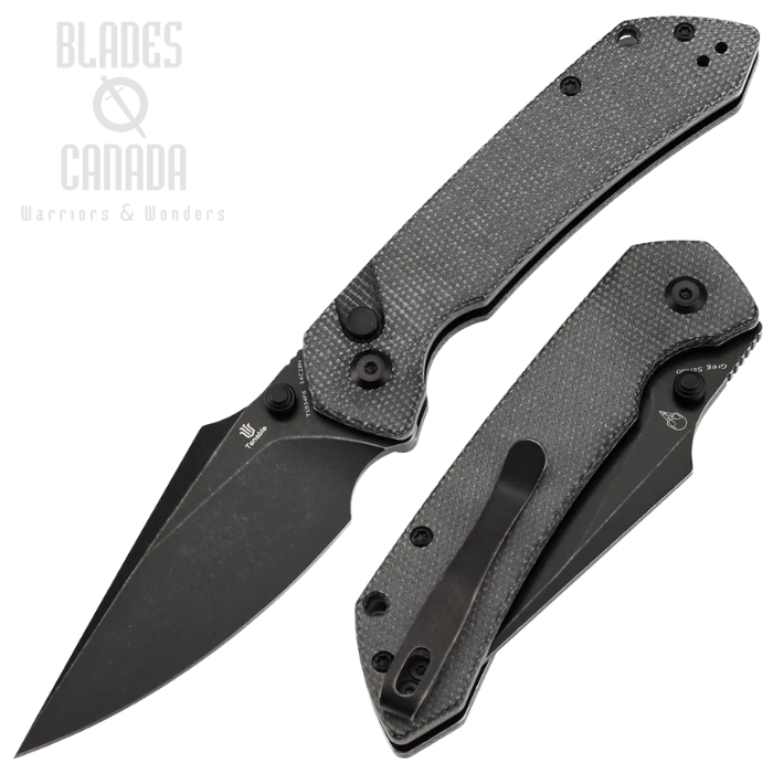 Tenable Fenrir Button Lock Folding Knife, 14C28N Blackwash, Micarta Black, T1034F6 Tenable Fenrir Button Lock Folding Knife, 14C28N Blackwash, Micarta Black, T1034F6