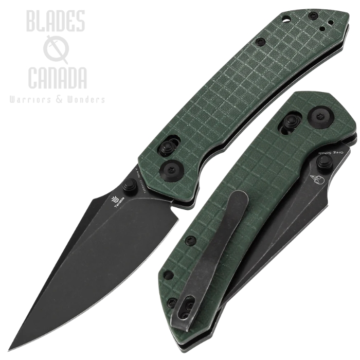 Tenable Fenrir Crossbar Lock Folding Knife, Nitro-V Blackwash, G10 Green Frag, T1034V12