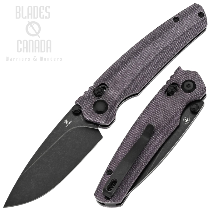 Tenable Raven Crossbar Lock Folding Knife, 14C28N Black SW, Micarta Purple, T2109V7