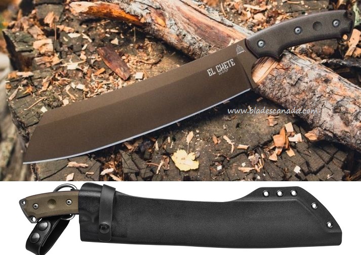 TOPS El Chete Midnight Bronze, 1095 Steel, Dangler Sheath, ELCH-04