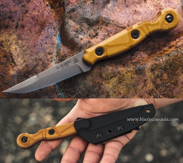 TOPS El Pionero Fixed Blade Knife, 1095 Steel, Kydex Sheath, ELPO-01