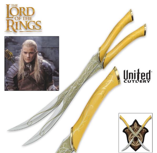 UC Lord Of The Rings Fighting Knives Of Legolas, Display Plaque, UC1372 - Click Image to Close