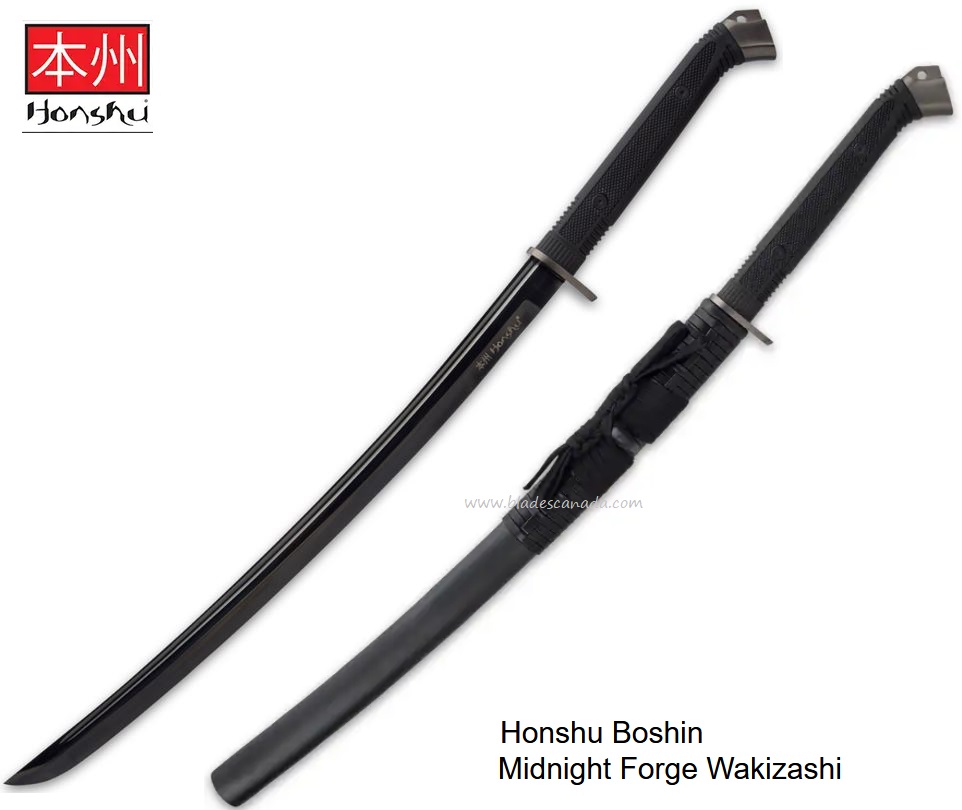 Honshu Boshin Midnight Forge Wakizashi Sword, 1060 Carbon, UC3125B