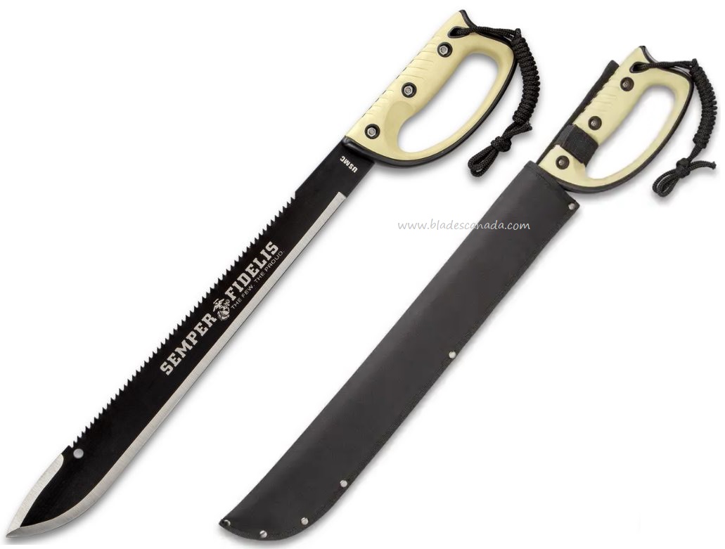 UC USMC Semper Fi Sawback Machete, Nylon Sheath, UC3191