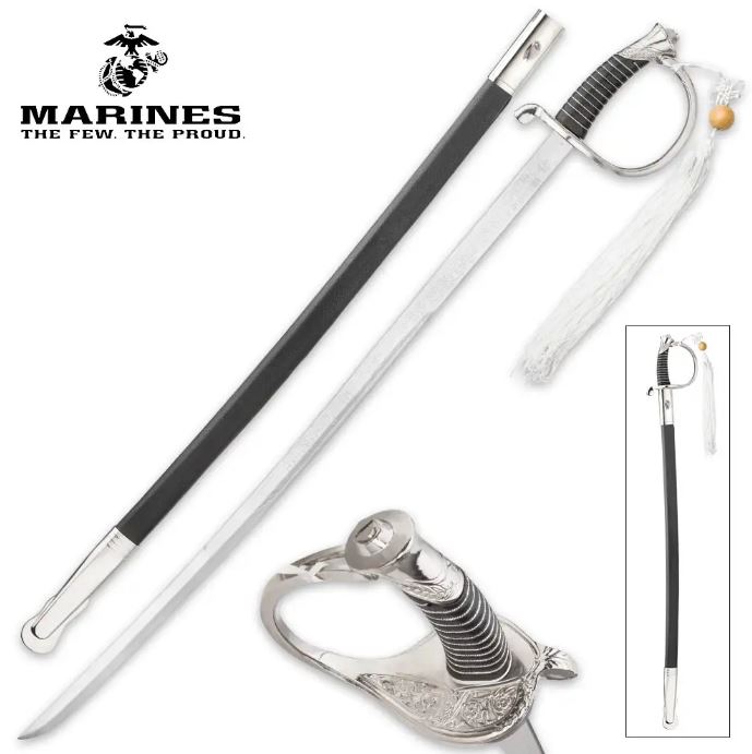 UC USMC Ceremonial Saber Sword, Faux Leather Sheath, UC3209