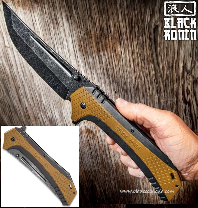 UC Black Ronin Maximus Flipper Folding Knife, 12" O/A, Assisted Opening, UC3355