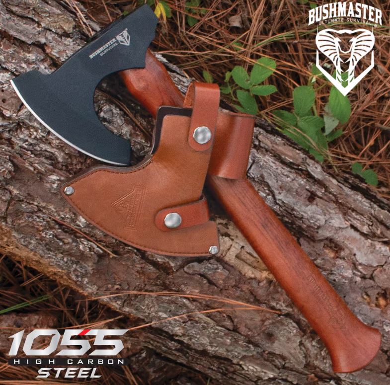 Bushmaster Woodsman Axe, 1055 HC Steel, w/Leather Sheath, UC3438