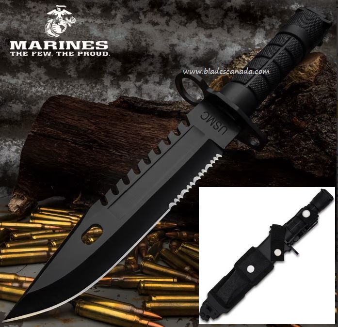 UC USMC M-9 Bayonet Fixed Blade Knife, w/Nylon Sheath, UC3531