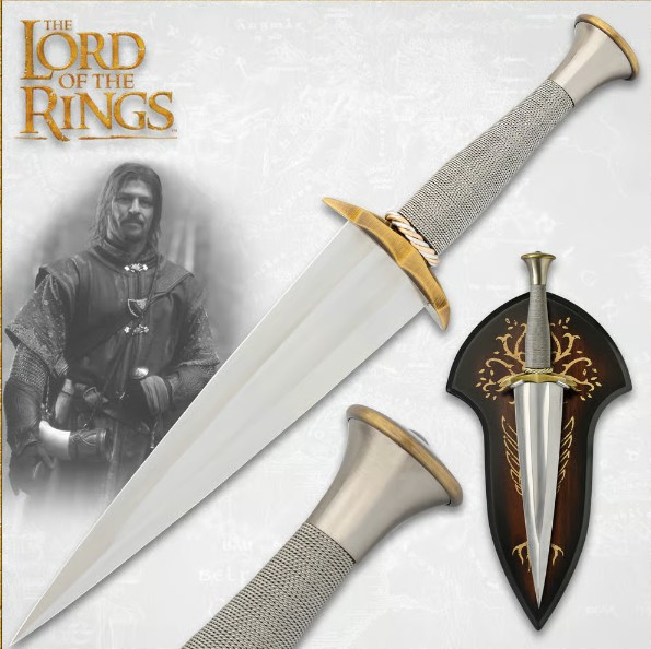 UC The Lord Of The Rings Dagger of Boromir Knife, Stainless, Wire Handle, Wooden Dispaly, UC3647