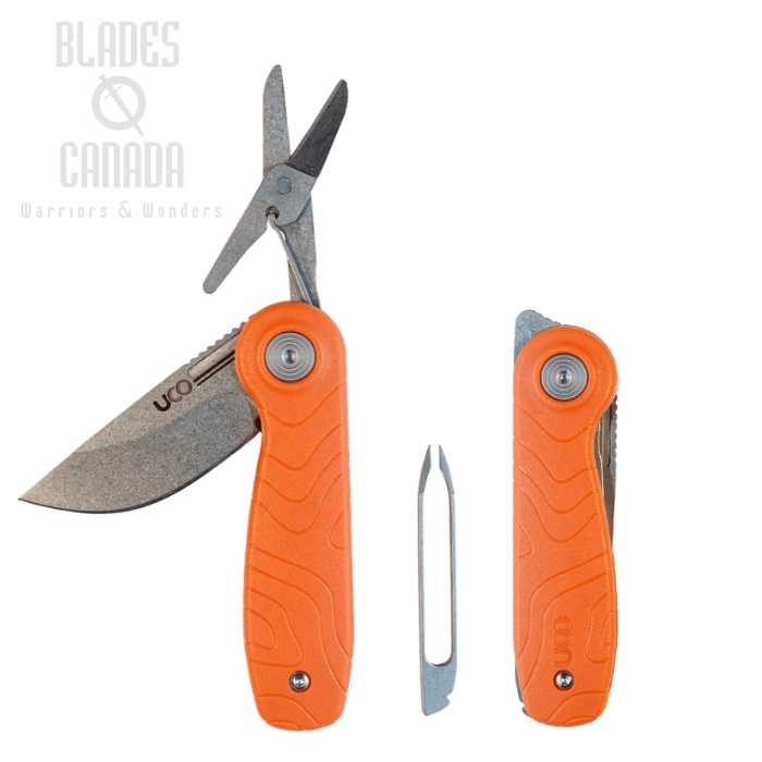 UCO Nason Slipjoint Folding Knife with Tools, D2 Steel, GRN Tiger Orange, K-11500-TIGER