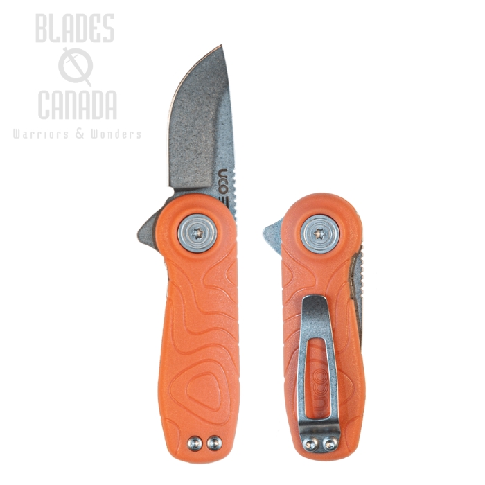 UCO Tinkham Flipper Folding Knife, D2 Stonewash, GRN Tiger Orange, K-12500-TIGER