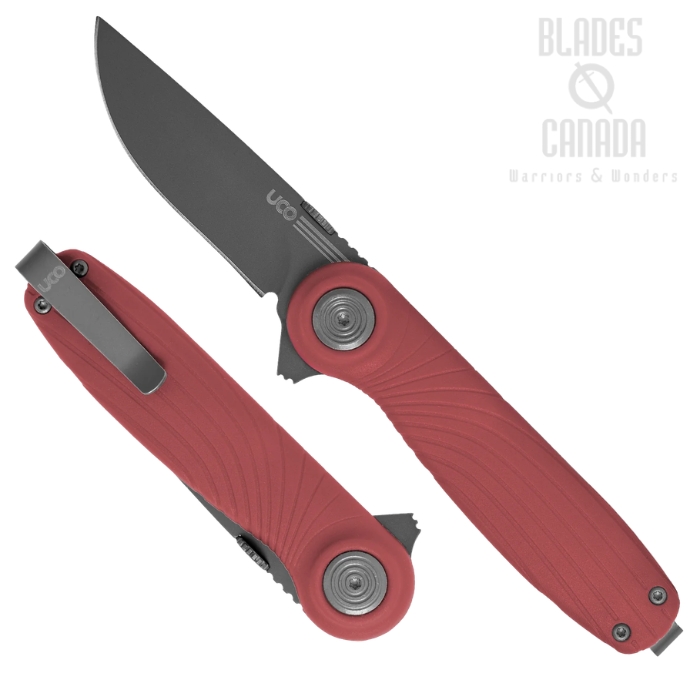 (image for) UCO Whidbey Mini Flipper Pushfold Folding Knife, D2 Grey, GRN Fire, K-13600-FIRE