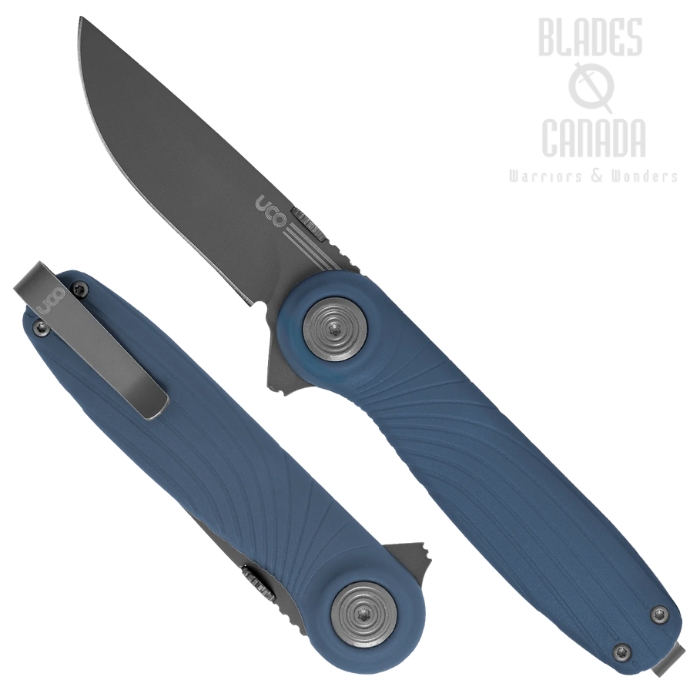 UCO Whidbey Mini Flipper Pushfold Folding Knife, D2 Grey, GRN Ocean Blue, K-13600-OCEAN (image for) UCO Whidbey Mini Flipper Pushfold Folding Knife, D2 Grey, GRN Ocean Blue, K-13600-OCEAN
