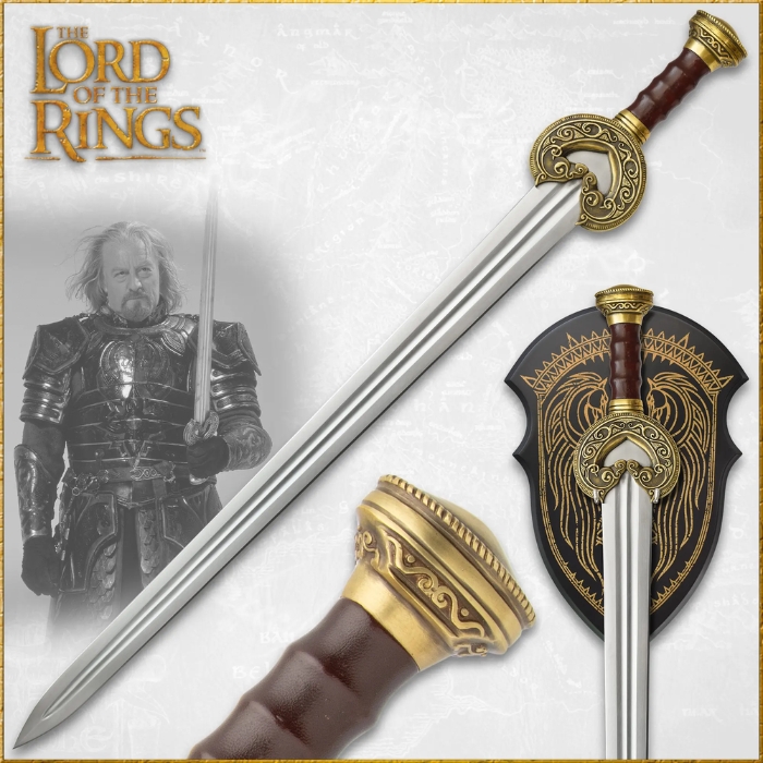 (image for) United Cutlery Lord of the Rings Herugrim Battle Forged Sword, Carbon Steel, Leather Grip, UC3624
