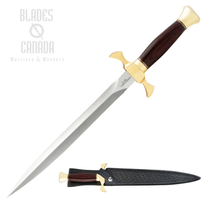 (image for) Gil Hibben Sentinel Dagger, Stainless Steel, Wood Handle, Leather Sheath, GH5140