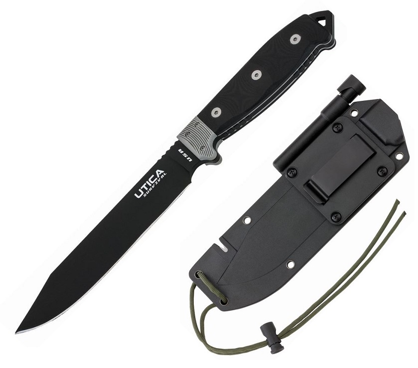 Utica Stealth VI Bowie Black - Black Micarta B6K - Click Image to Close